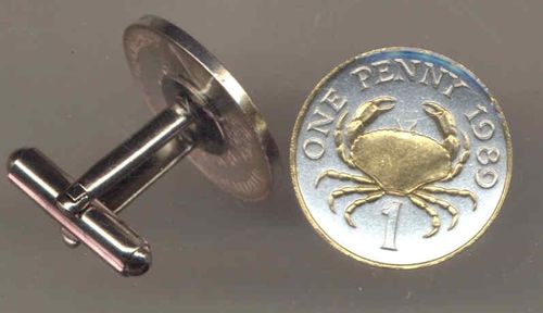 Unique 2-Toned Gold on Silver Guernsey  Crab,  Coin Cufflinks