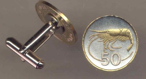 Unique 2-Toned Gold on Silver Iceland Shrimp,  Coin Cufflinks