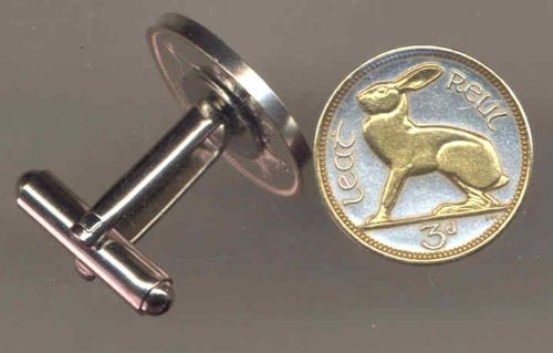 Unique  2-Toned Gold on Silver Irish  Rabbit,  Coin Cufflinks