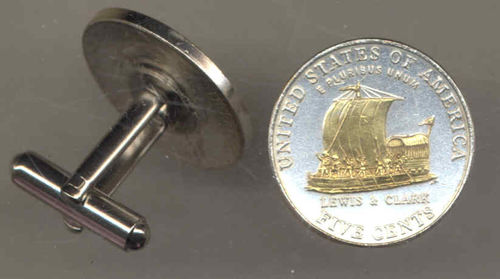 2-Toned Gold on Silver  2004 Keel Boat nickel cufflinks