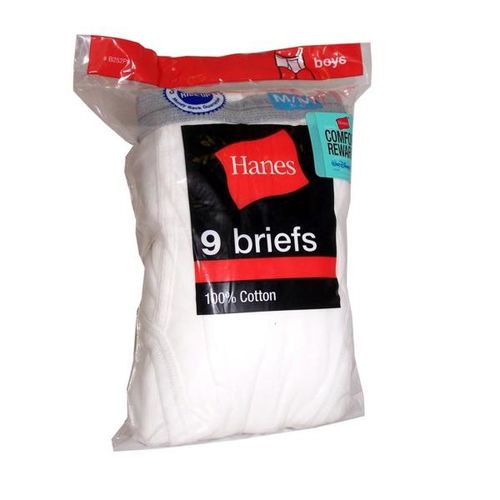 Hanes 9 Pack Boys Medium White Briefs Case Pack 4