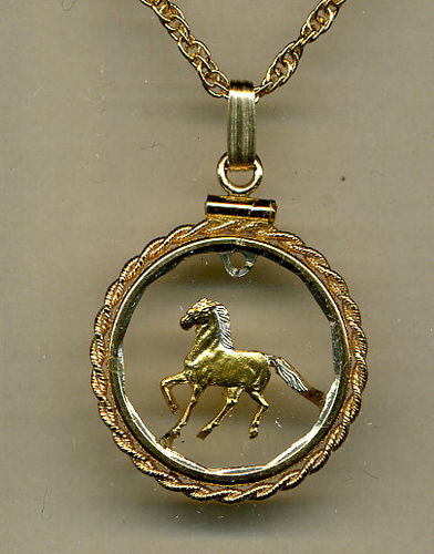 Stunning Uruguay Horse - GOLD & SILVER coin cut outs  IN Gold Filled Bezels