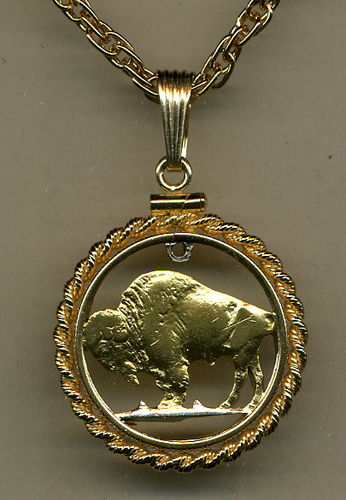 Stunning U.S Buffalo head nickel - GOLD & SILVER coin cut outs  IN Gold Filled Bezels