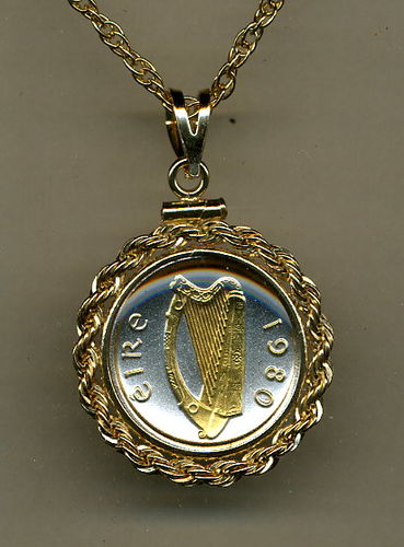 Gorgeous Irish &frac12; penny coin - Highlighted in pure Gold - Specially Framed
