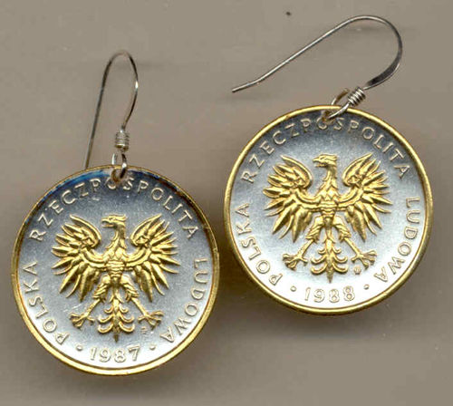 Gorgeous 2-Toned Gold on Silver Polish  Eagle   Coin Earrings