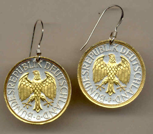 Gorgeous 2-Toned Gold on Silver German  Eagle Coin Earrings