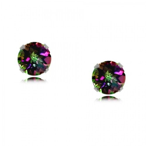Mystic Topaz Earrings Silver Girls Ladies Studs