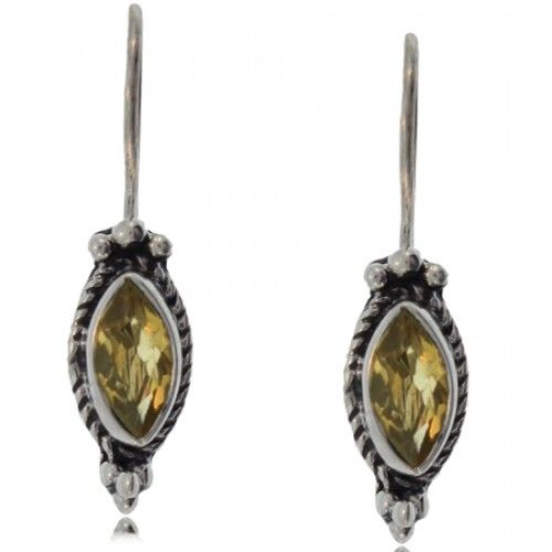 Marquise Citrine Earrings Sterling Silver Ladies Dangle