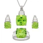 Key Lime Ice Earrings, Pendant and Ring Set in Silver