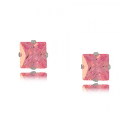 Pink Stone Earrings Silver Princess Ladies or Girls
