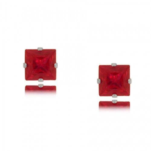 Ruby Red Stone Earrings Silver Princess Ladies or Girls