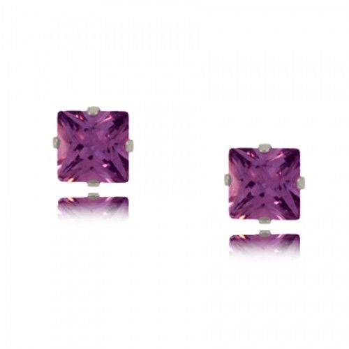 Purple Stone Earrings Silver Princess Ladies or Girls