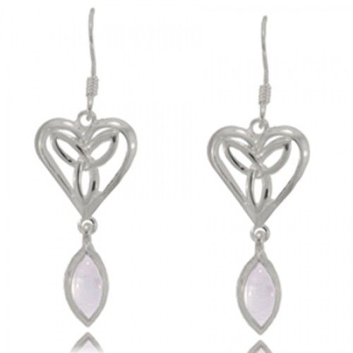 Moonstone Trinity Knot Earrings Sterling Silver Dangle