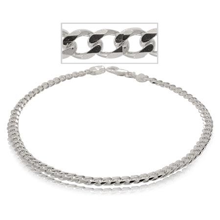 Anklet Sterling Silver Curb Link 1/8"" W/Lobster Clasp