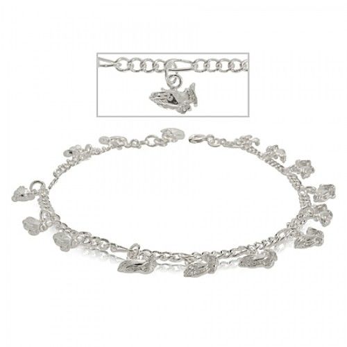 Praying Hands Anklet Charm Dangle in Sterling Silver