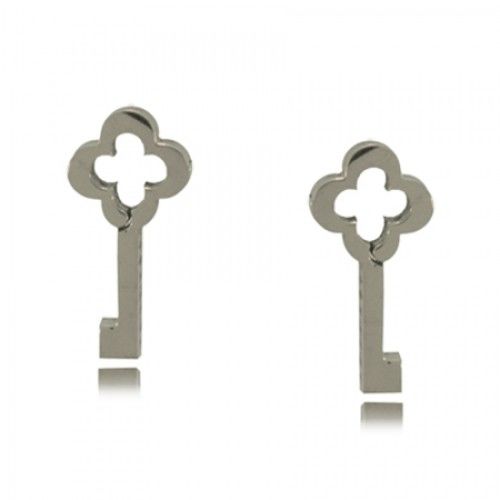Skeleton Key Earrings Sugical Steel Stud Style - Small