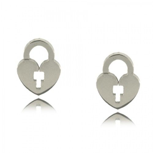 Heart & Padlock Earrings Surgical Steel Post Style