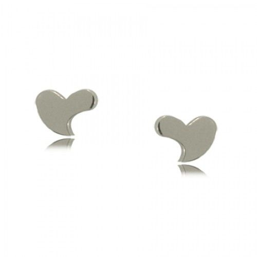 Heart Earrings Surgical Steel Abstract Solitaire Studs