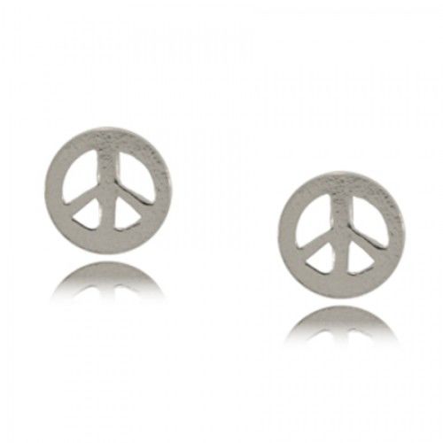 Peace Sign Stud Earrings Sterling Silver Ladies Posts