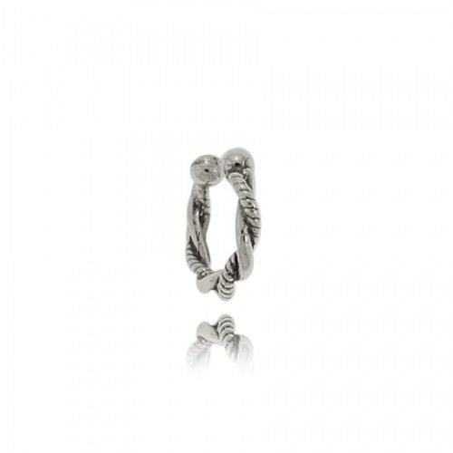 Ear Cuff Earring in Sterling Silver Spiraled Rope Twist