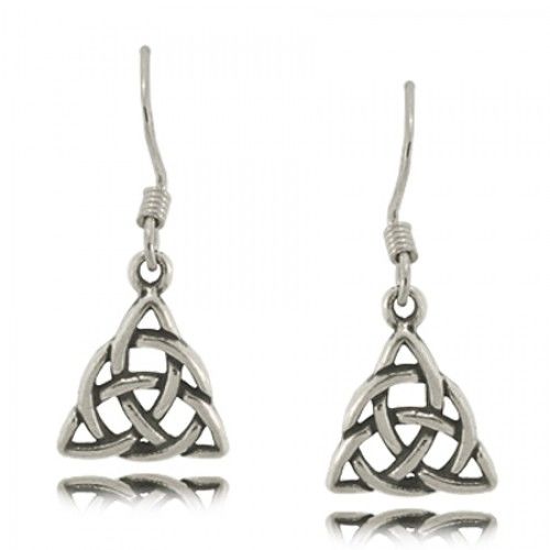 Celtic Dangle Earrings Trinity Knot in Sterling Silver