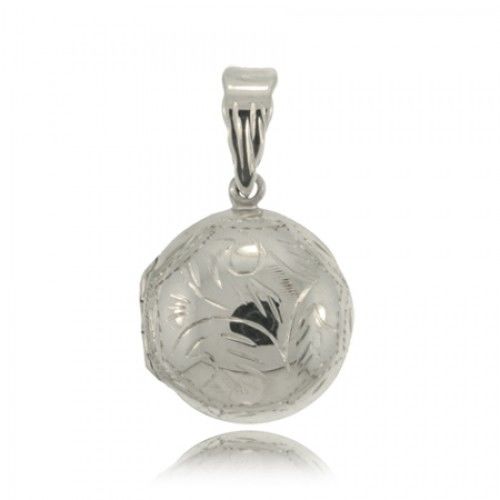 Picture Locket Sterling Silver Pendant Round Engraved