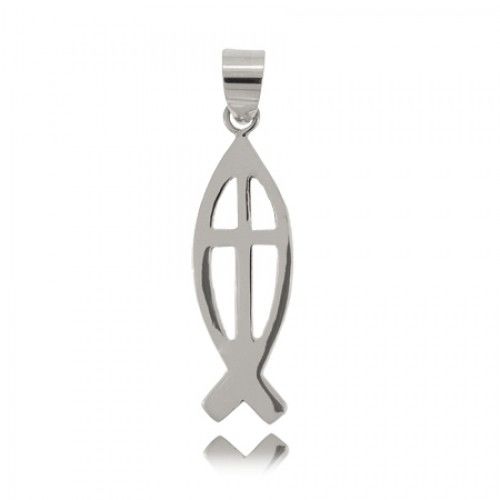 Fish Cross Pendant Sterling Silver Ladies or Gents New
