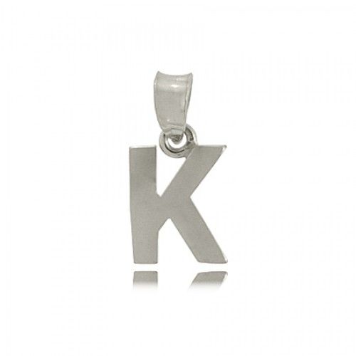 K Pendant in Sterling Silver Block Letter Initial Charm