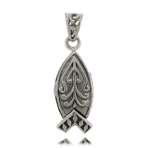 Prayer Box Pendant Christian Fish Shape Sterling Silver