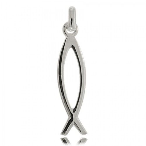 Christian Fish Pendant Sterling Silver - Pierced Large