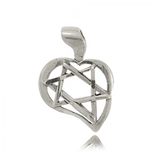 Star of David Pendant in Sterling Silver Abstract Heart