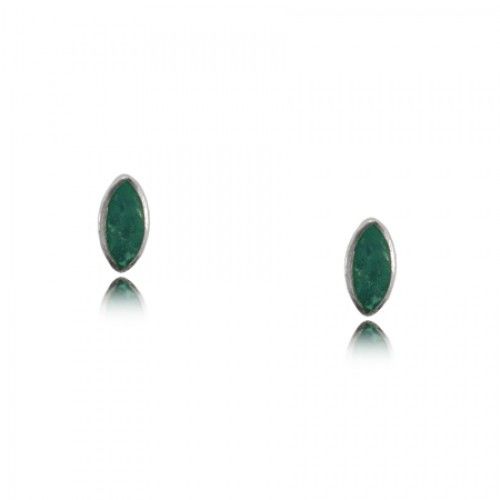 Turquoise Earrings Silver Marquise Stud Girls or Ladies