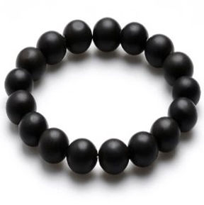 Natural Black Agate Bracelet - 12 mm diameter
