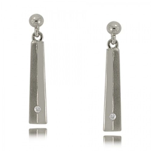 Sterling Silver Earring Panels W/ Single Diamond Accent
