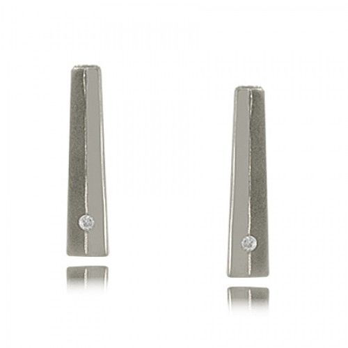 Diamond Earrings in Sterling Silver - Two Tone Drop