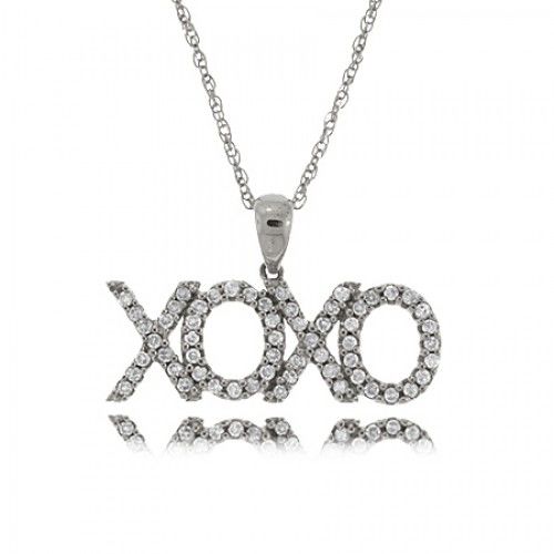 Xoxo Diamond Pendant Hugs & Kisses in 14k White Gold
