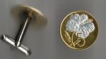Gorgeous 2-Toned  Silver  and Gold Cook Is. Hibiscus - coin - cufflinks