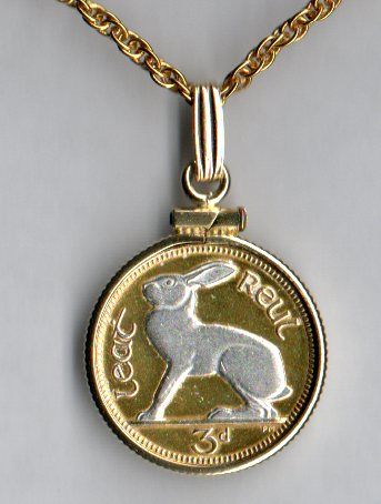 Gorgeous 2-Toned  Silver on Gold  Irish  Rabbit - Coin Necklaces