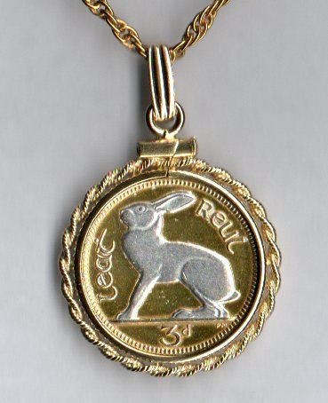 Gorgeous 2-Toned  Silver on Gold  Irish  Rabbit - Coin Necklaces