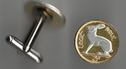 Unique  2-Toned  Silver & Gold Irish  Rabbit,  Coin Cufflinks