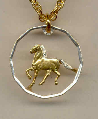 Beautifully Cut out & 2-toned Uruguay Horse - coin Necklace
