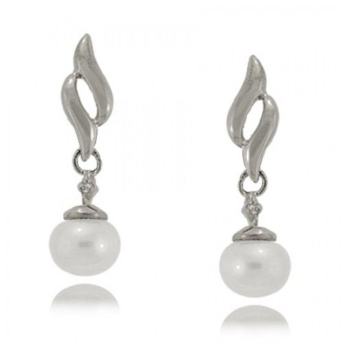 Pearl Earrings Sterling Silver - 5.5mm Freshwater Drops