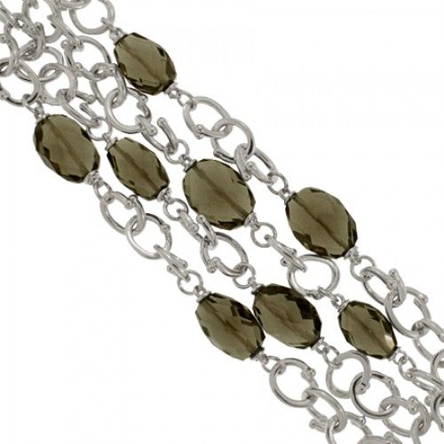 Brown Quartz Bracelet in Sterling Silver - Multistrand