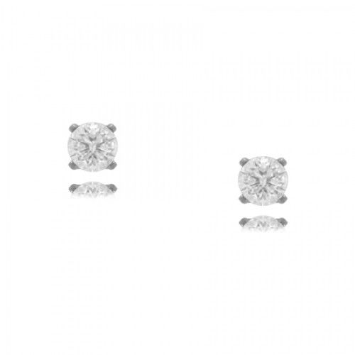 Diamond Stud Earrings in White Gold - Round Brilliant