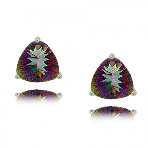 Mystic Fire Topaz Earrings - Sterling Silver - Triangle