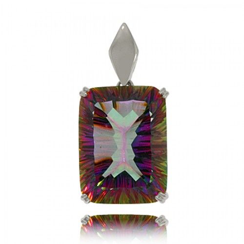 Rectangle Mystic Fire Topaz Pendant in Sterling Silver