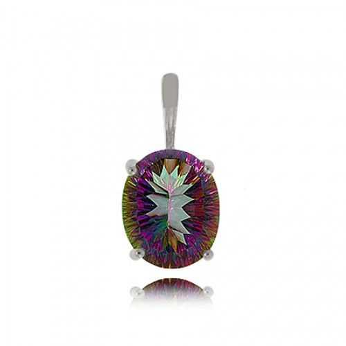 Radiant Mystic Fire Topaz Pendant in 925 Silver - Oval