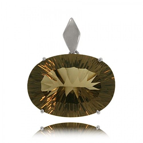 Huge Radiant Smoky Quartz Pendant in Sterling Silver
