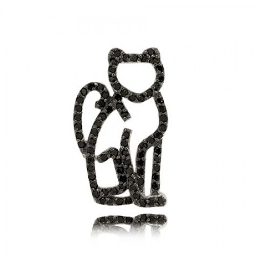 Cz Cat Pendant in Sterling Silver - Feline Silhouette