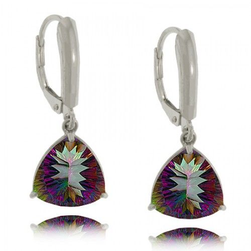 Mystic Fire Topaz Earrings Sterling Silver Dangles New